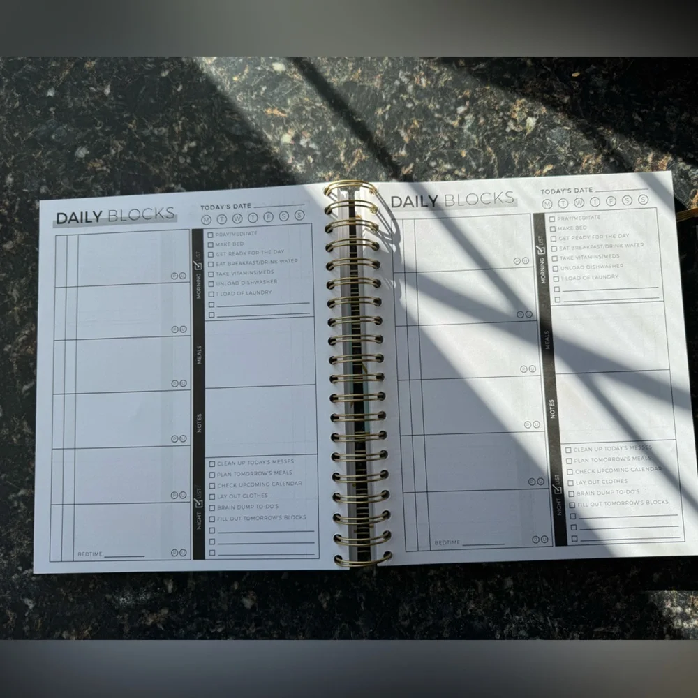 Geometric Productivity Planner with Gold Accents